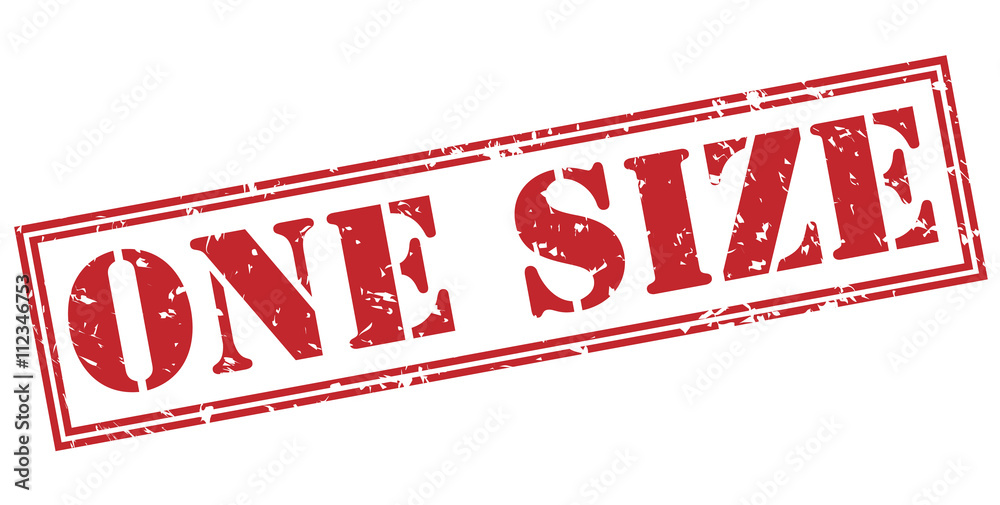 one size red stamp on white background one size red stamp on white background