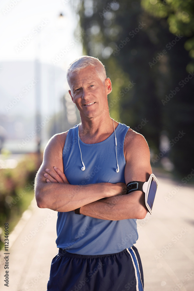 portrait of handsome senior jogging man portrait of handsome senior jogging man