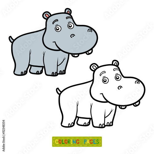 Coloring book for chilren, little hippo
