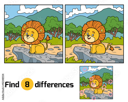 Find differences for children. Little Lion in Africa