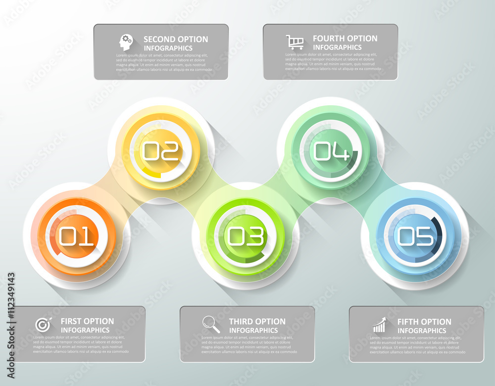 Fototapeta premium Abstract 3d infographic template 5 steps, can be used for workflow layout, diagram, number option