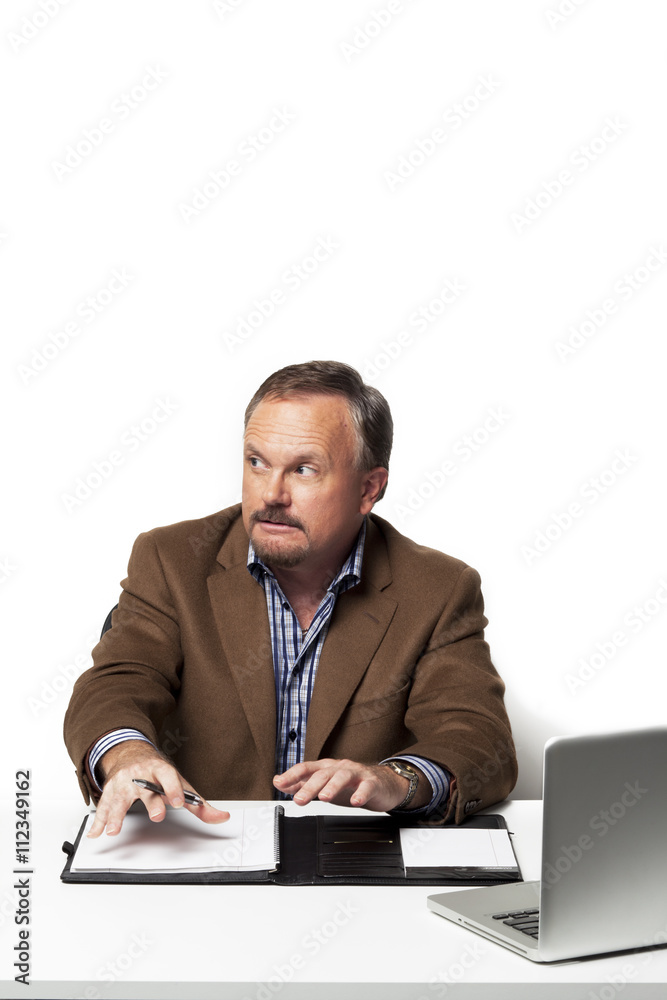 businessman looking away while working.