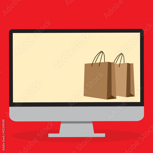 Flat design vector illustration concept for online ordering goods, e-commerce