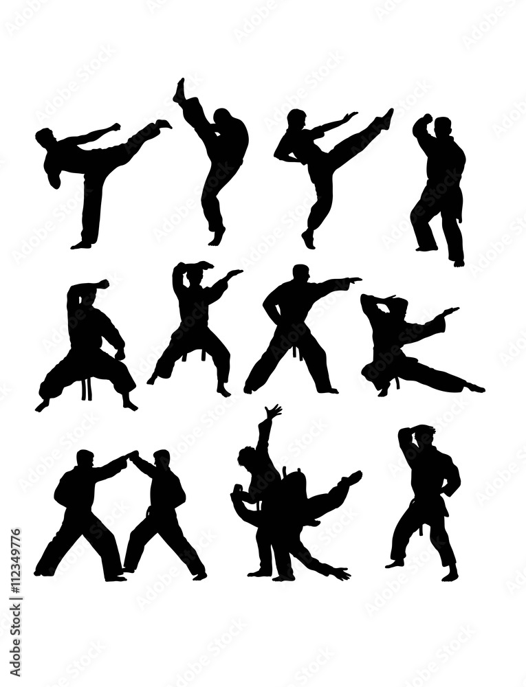 Martial Art Silhouettes. art vector design