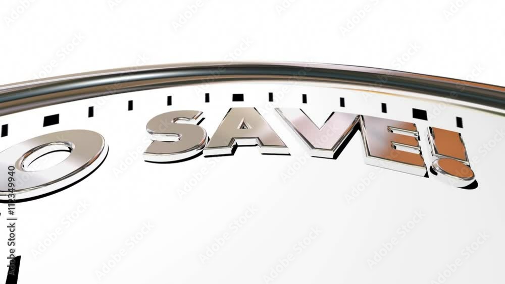 Time to Save Clock Sale Savings Money Words 3d Animation