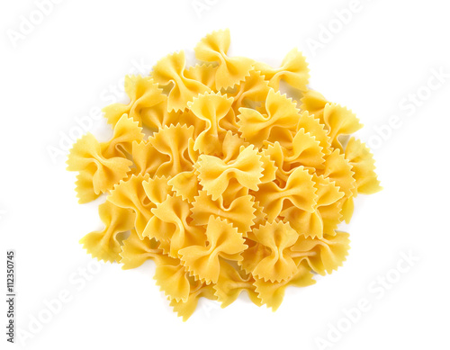 pile of Farfalle (Bow Ties) pasta on white background