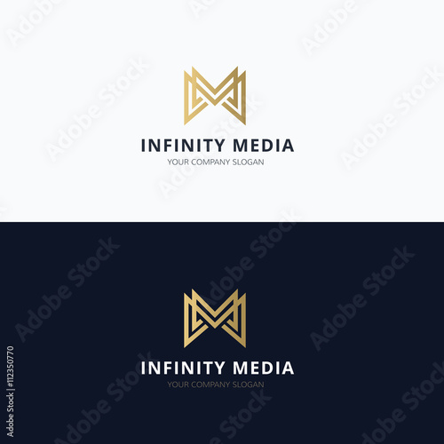 Infinity media M letter vector logo template.
