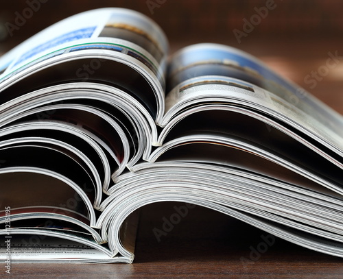 Abstract View of Magazines Stacked on Each Other
