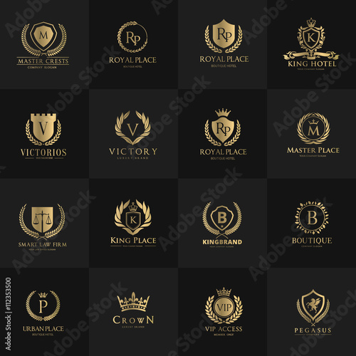 Luxury Logo template set. calligraphic logo. ornament line logo. crest logo, hotel logo template. Royalty, Boutique, Heraldic logo.Elegant emblem monogram luxury logo. vector logo template.