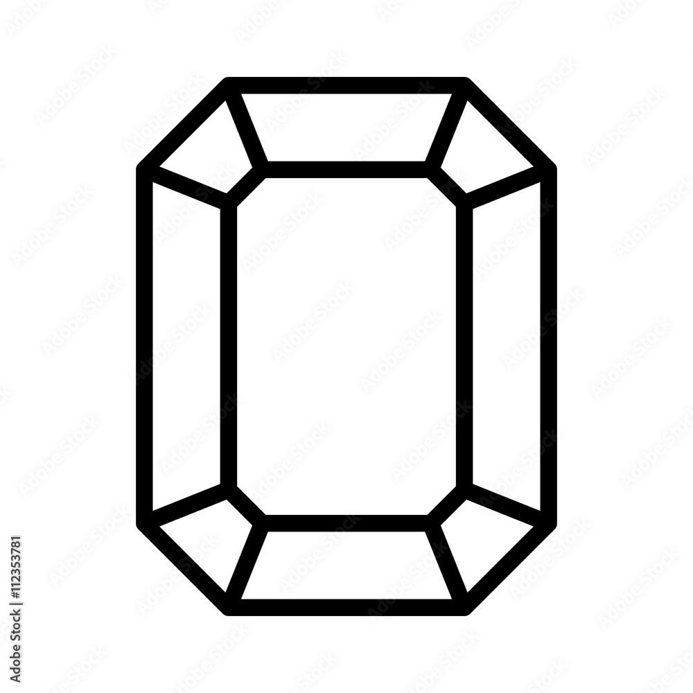 Rectangular emerald gem line art icon for apps and websites Stock ...