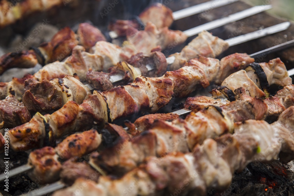 Skewers on the grill Skewers on the grill