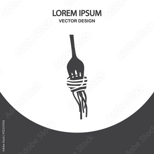Noodles on the fork icon on the background