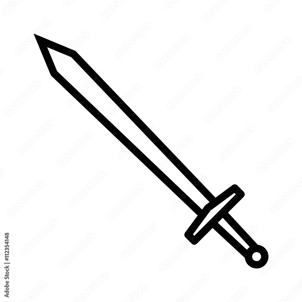 Long sword or claymore blade line art icon for games and websites Long sword or claymore blade line art icon for games and websites