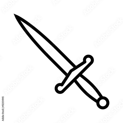 Dagger or short knife for stabbing line art icon for games and websites Fototapet