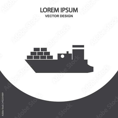 Cargo ship icon on the background