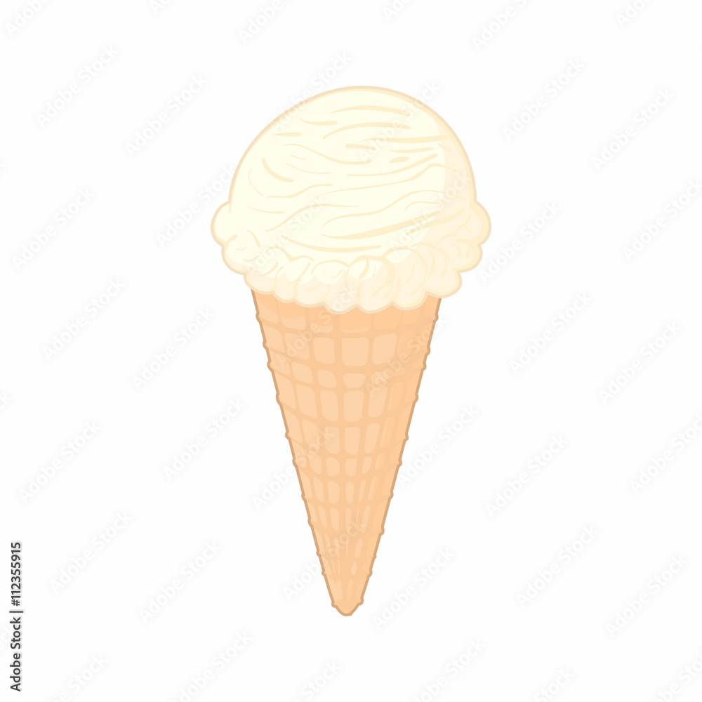Vanilla ice cream cone icon, cartoon style Stock Vector | Adobe Stock