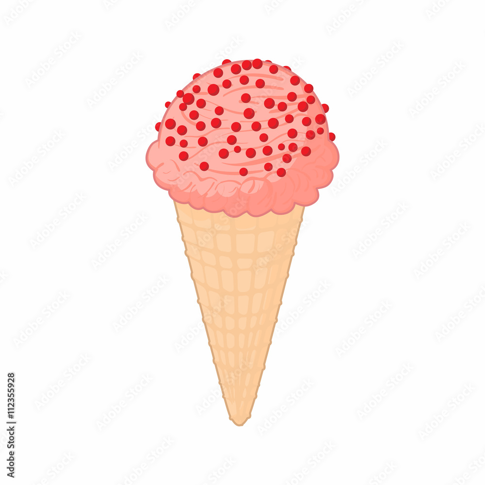 Strawberry ice cream icon, cartoon style Strawberry ice cream icon, cartoon style