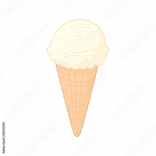 Vanilla ice cream cone icon, cartoon style
