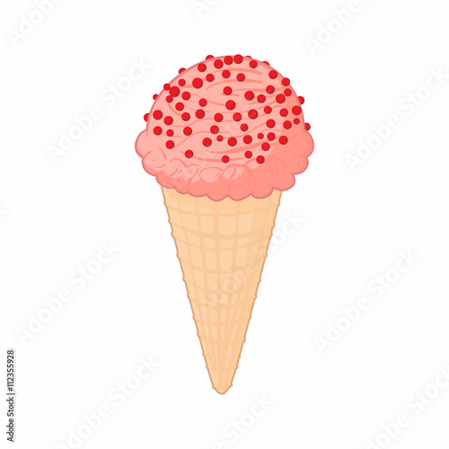 Strawberry ice cream icon, cartoon style