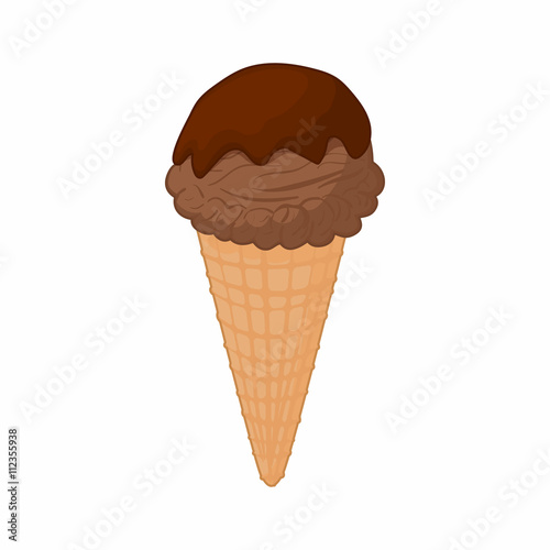 Chocolate ice cream in a waffle cone icon