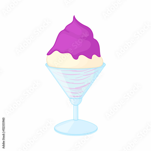Vanilla ice cream with blueberry sauce icon