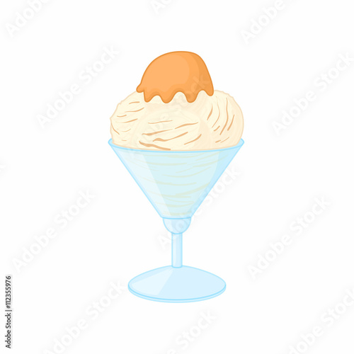 Vanilla ice cream with sauce in a bowl icon