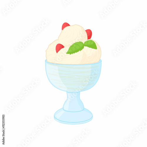 Vanilla ice cream with sauce in a bowl icon