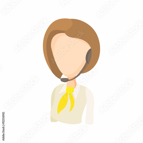 Taxi dispatcher with headset icon, cartoon style