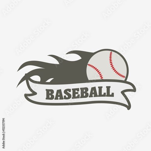 Baseball logo, badge or label design template. Baseball ball with fire flame