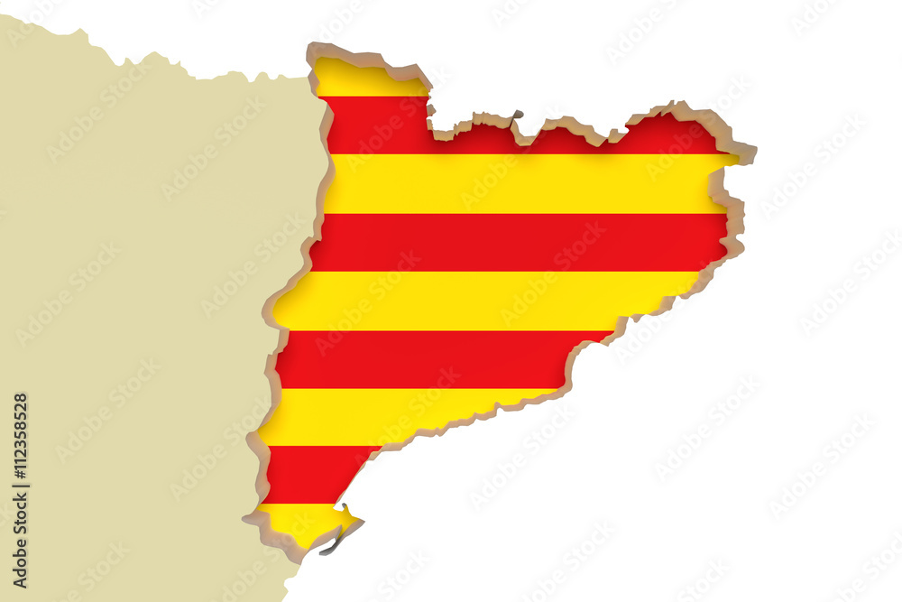 Fototapeta premium Map of Catalonia and flag