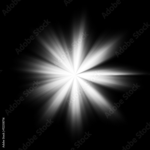 Black and white light sunburst background.