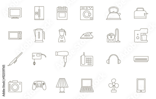 Appliances black icons set