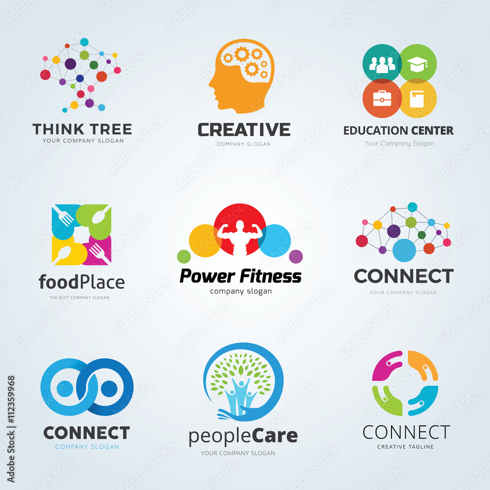 Creative logo design collection. Logo set. people and education logo set. vector logo template