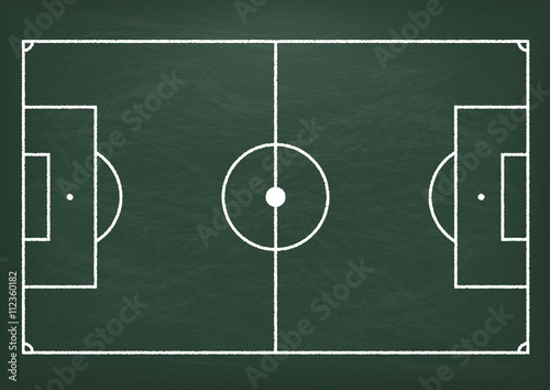 Kreidetafel mit dem Fussball Taktikfeld