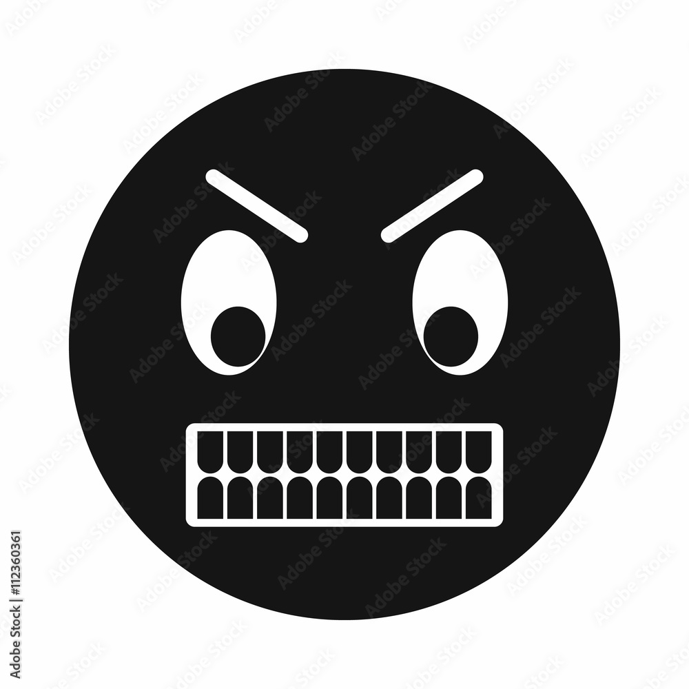 Angry emoticon icon, simple style Angry emoticon icon, simple style