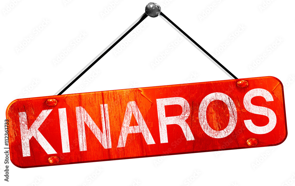 Kinaros, 3D rendering, a red hanging sign Kinaros, 3D rendering, a red hanging sign