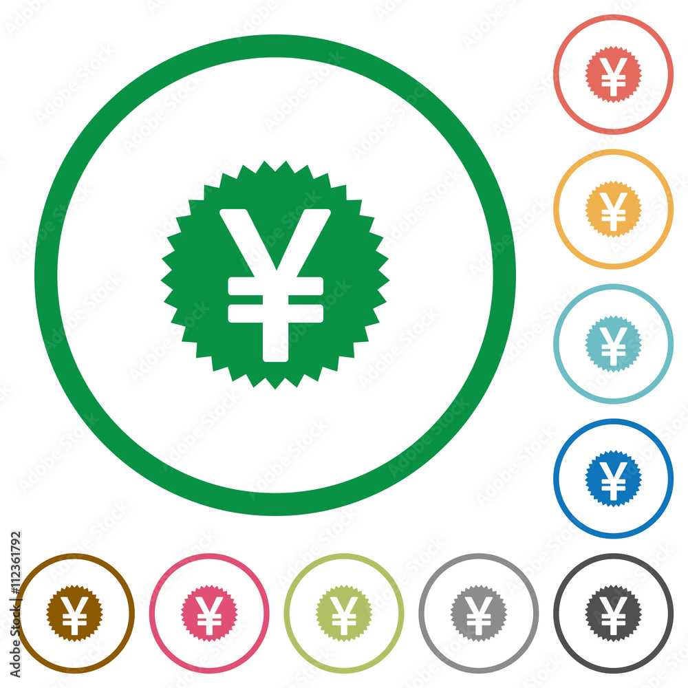 Yen sticker outlined flat icons Yen sticker outlined flat icons