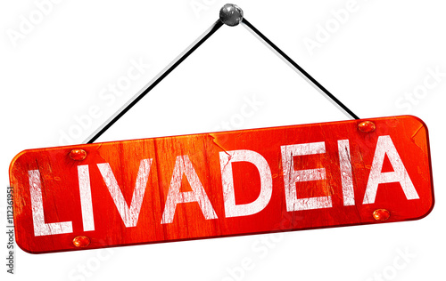 Livadeia, 3D rendering, a red hanging sign photo