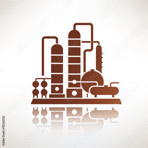 petrochemical plant symbol, refinery oil distillation icon