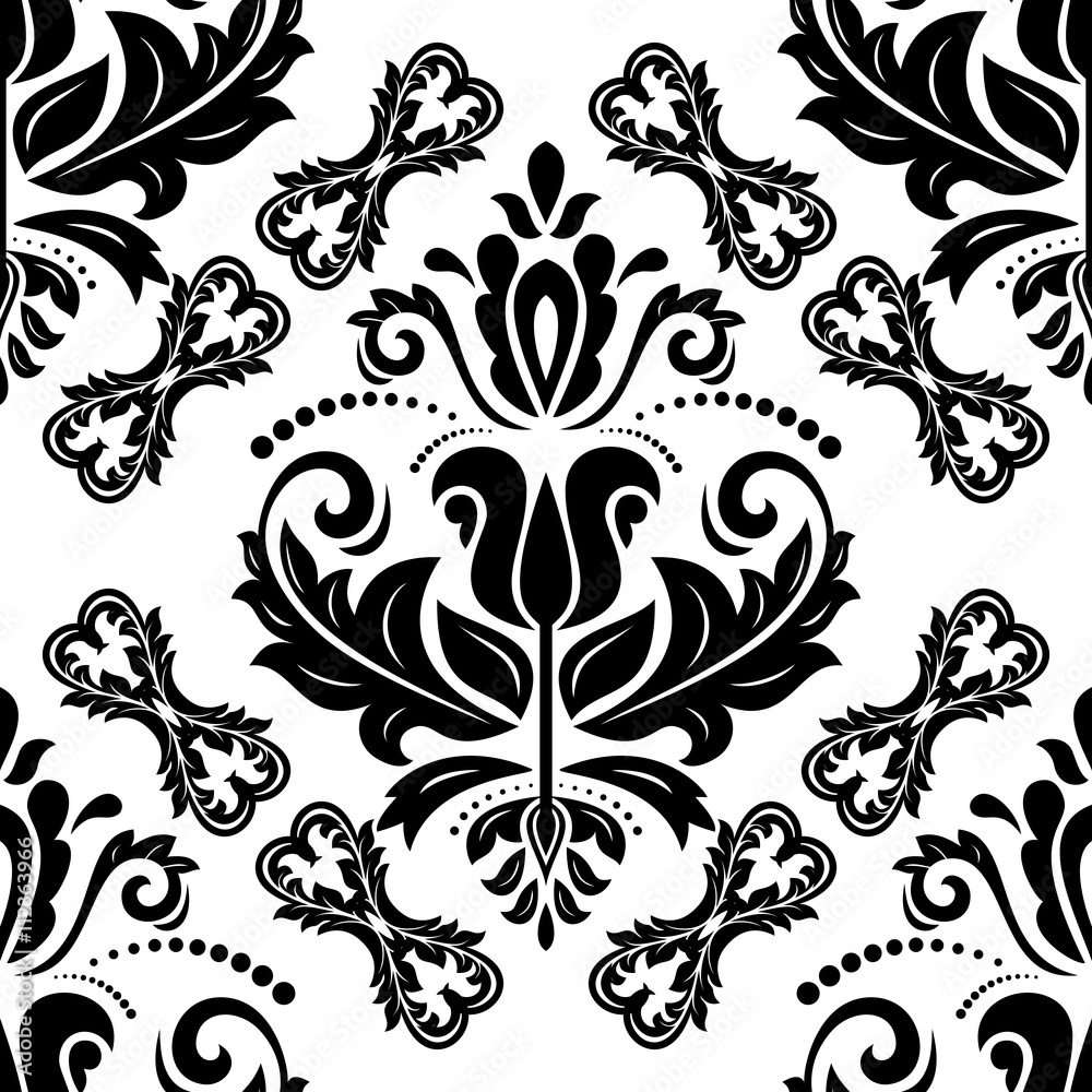 Oriental classic pattern. Seamless abstract black and white background