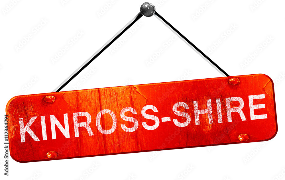 Kinross-shire, 3D rendering, a red hanging sign Kinross-shire, 3D rendering, a red hanging sign