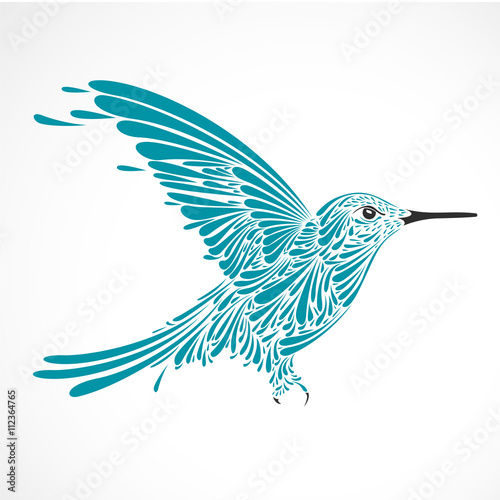 colibri bleu,silhouette graphique