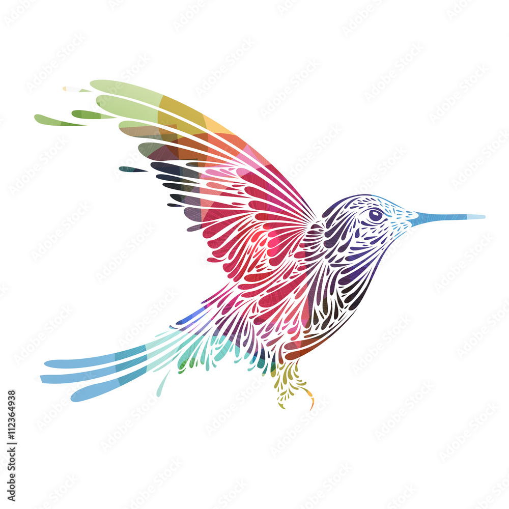 Naklejka ptak, kolorowy kształt graficzny