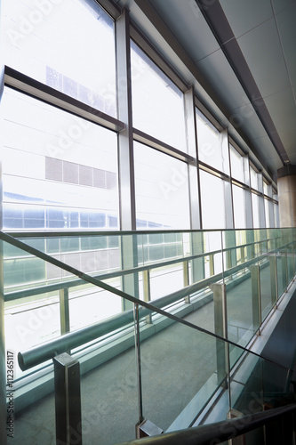 Modern building interior glass windows