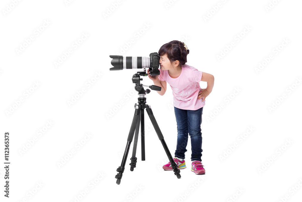 Little girl with photo camera