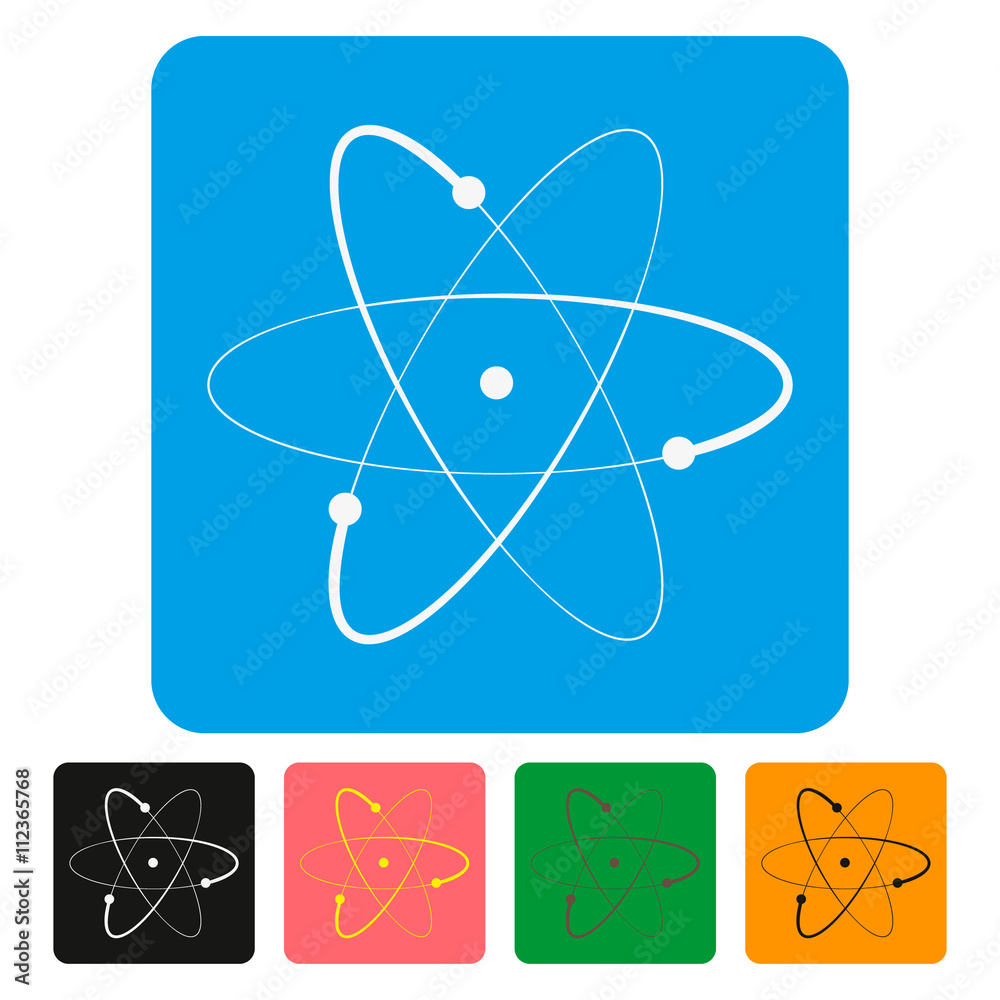 Atom sign icon. Atom part symbol. square colourful 5 buttons. Vector Atom sign icon. Atom part symbol. square colourful 5 buttons. Vector
