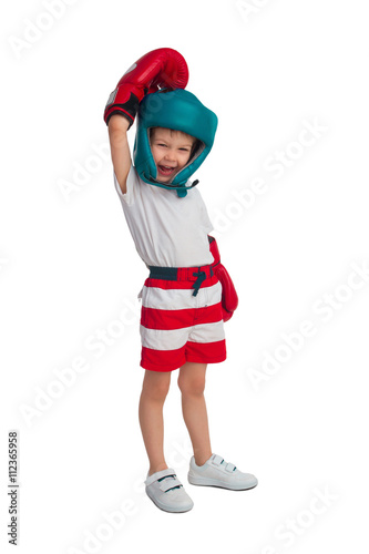 Boy in boxing outfit
