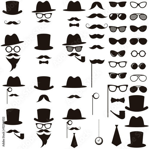 Black retro gentleman icons set