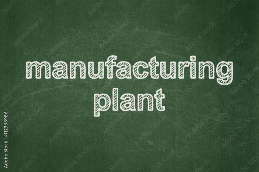 Fototapeta premium Industry concept: Manufacturing Plant on chalkboard background
