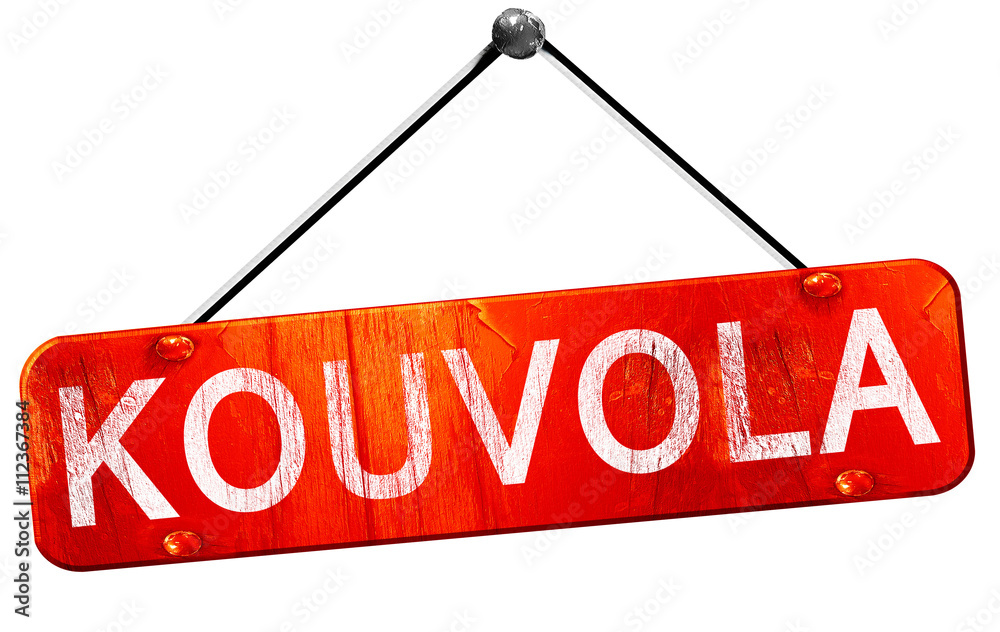 Kouvola, 3D rendering, a red hanging sign Kouvola, 3D rendering, a red hanging sign